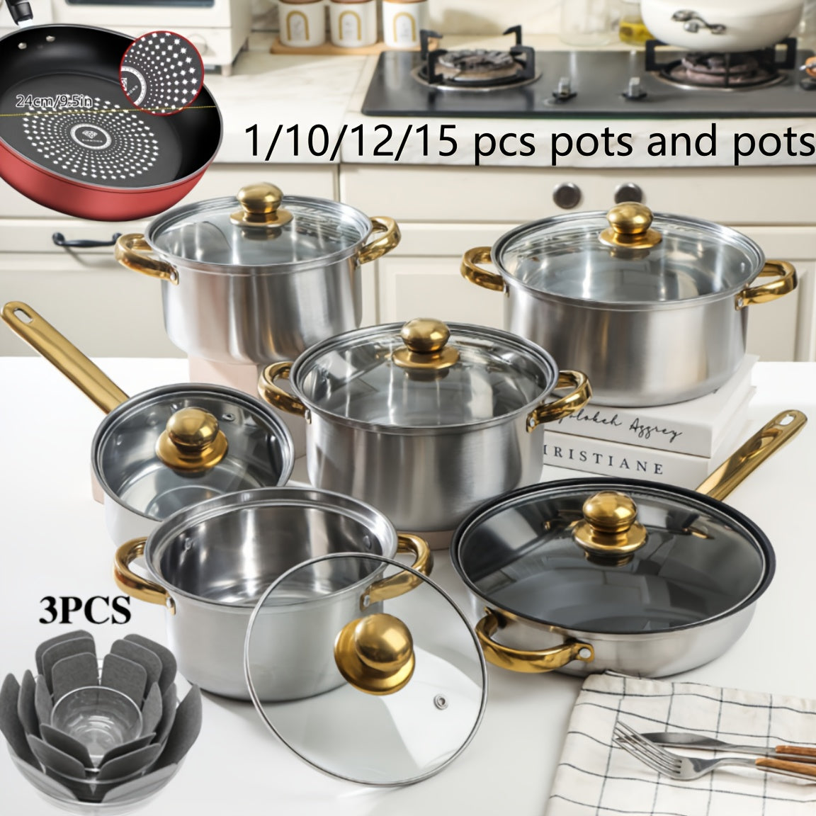 Elite Stainless Steel Cookware Set  Professional Kitchen Collection (10–15 Pieces)