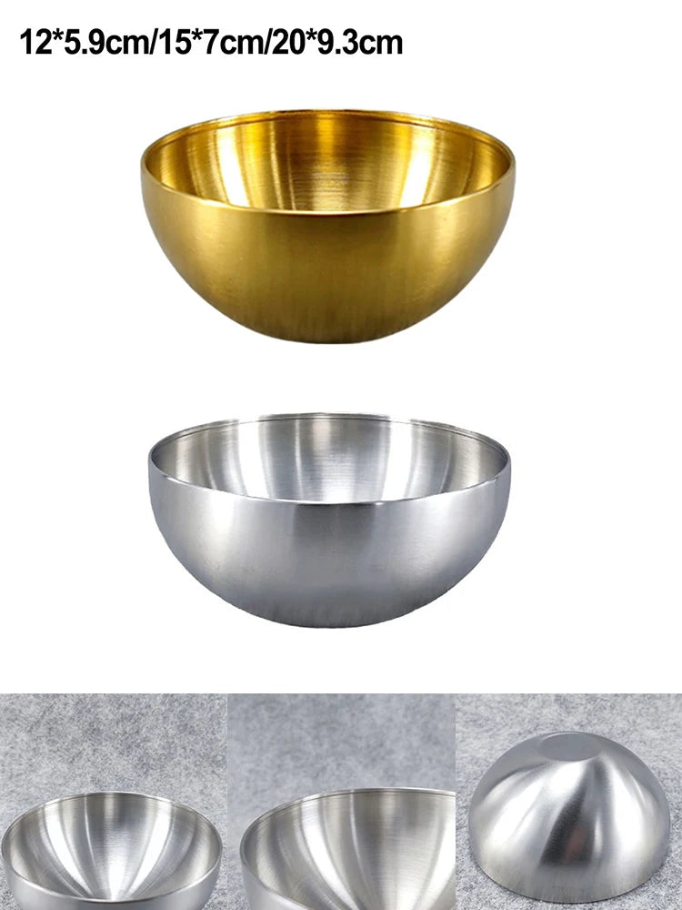 Premium Stainless Steel Mixing Bowl Modern Gold & Silver Kitchen Salad & Serving Bowl