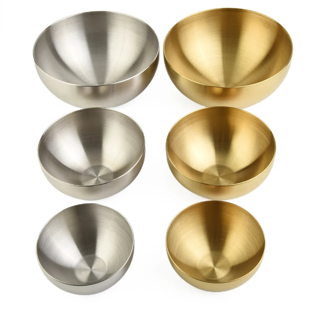 Premium Stainless Steel Mixing Bowl Modern Gold & Silver Kitchen Salad & Serving Bowl