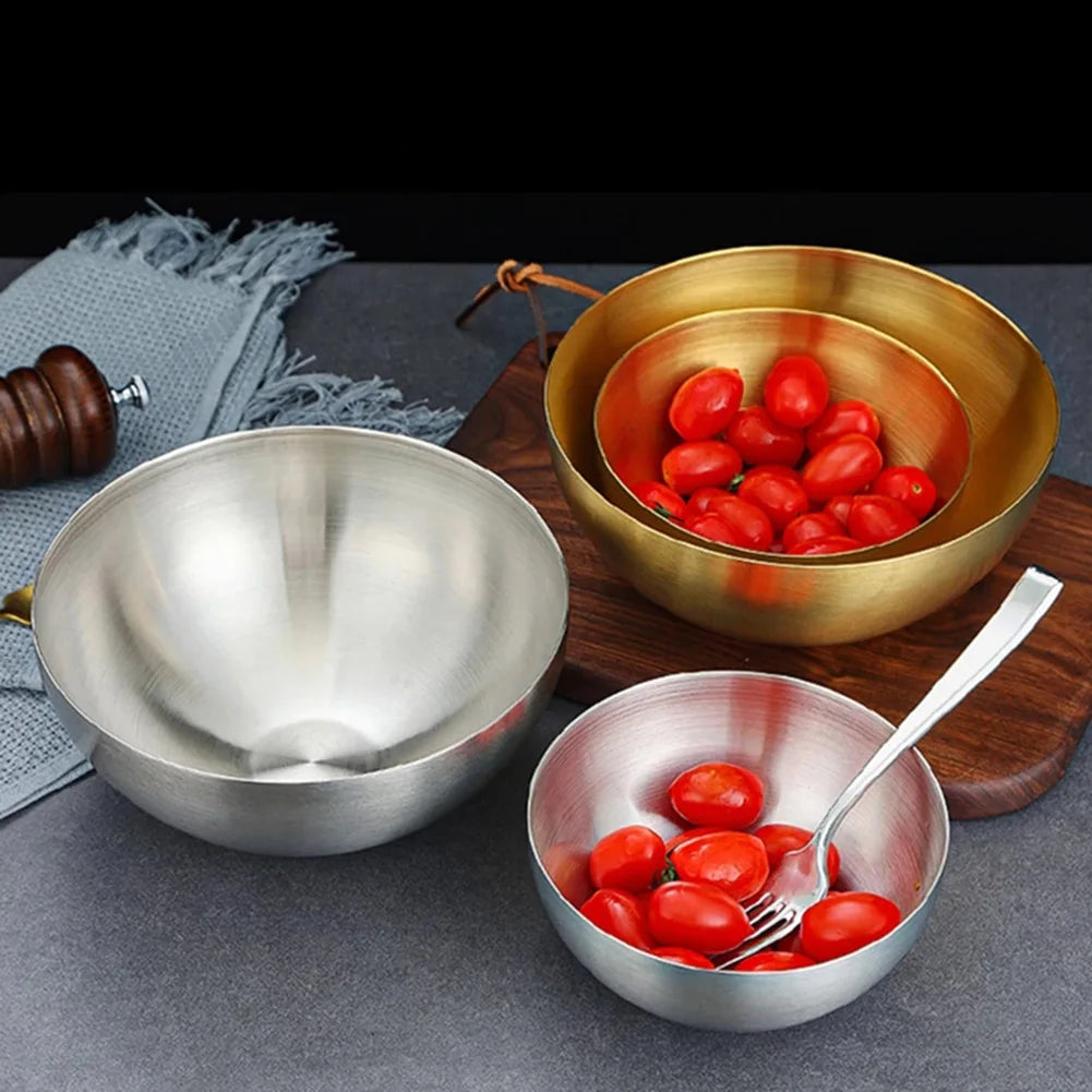 Premium Stainless Steel Mixing Bowl Modern Gold & Silver Kitchen Salad & Serving Bowl