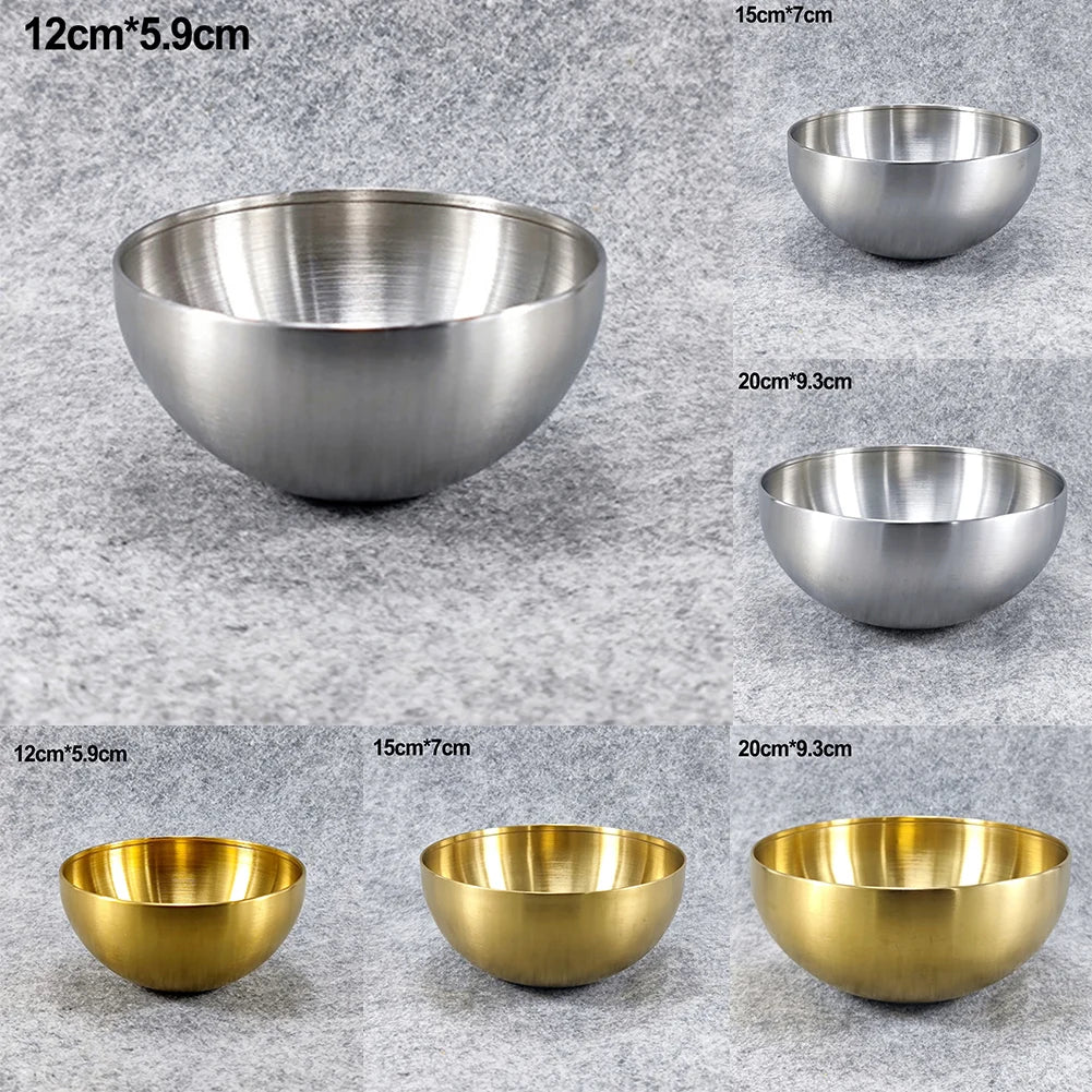 Premium Stainless Steel Mixing Bowl Modern Gold & Silver Kitchen Salad & Serving Bowl