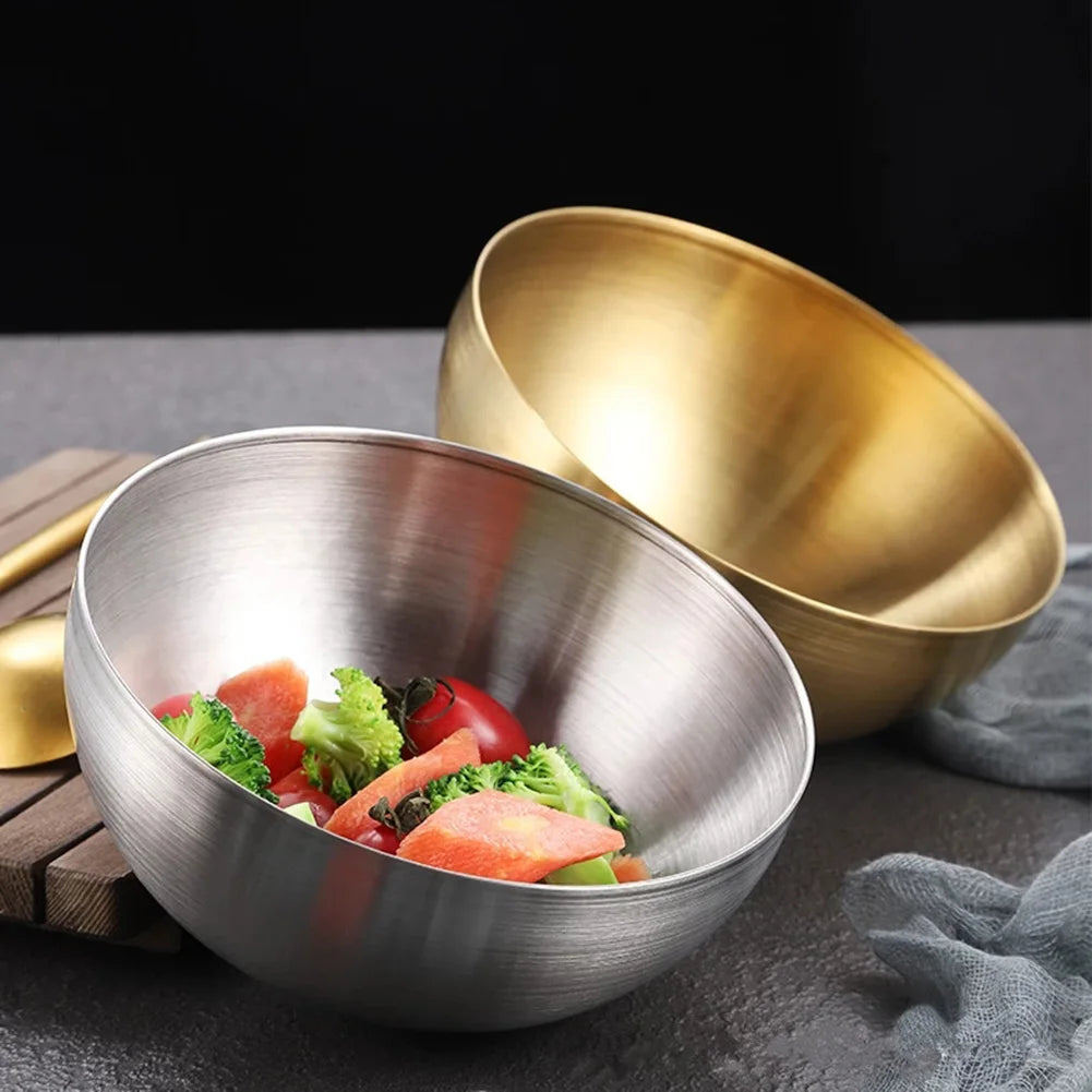 Premium Stainless Steel Mixing Bowl Modern Gold & Silver Kitchen Salad & Serving Bowl
