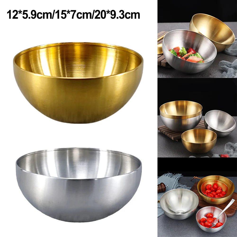 Premium Stainless Steel Mixing Bowl Modern Gold & Silver Kitchen Salad & Serving Bowl