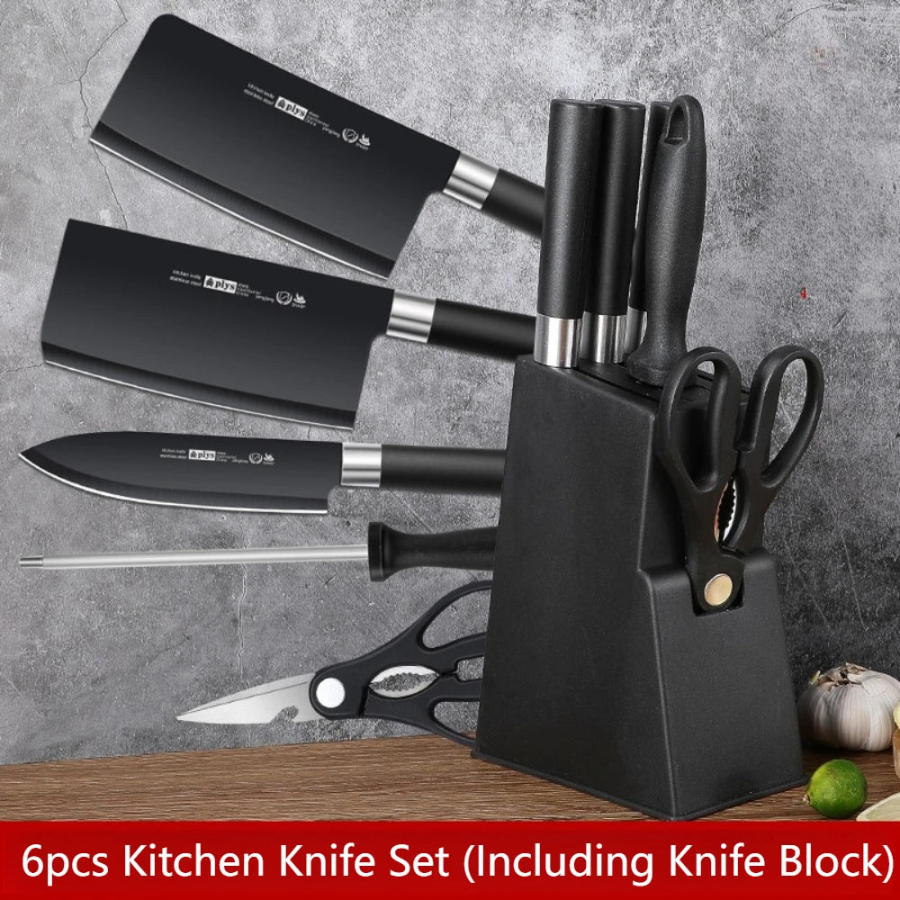 6-Piece Premium Kitchen Knife Set with Holder – High Carbon Stainless Steel Chef Knife Collection