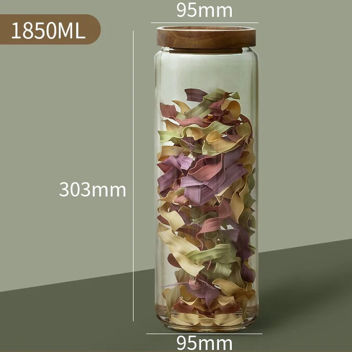 Prepora PureSeal Glass Storage Canister with Wooden Lid – Airtight Kitchen Organization Jar