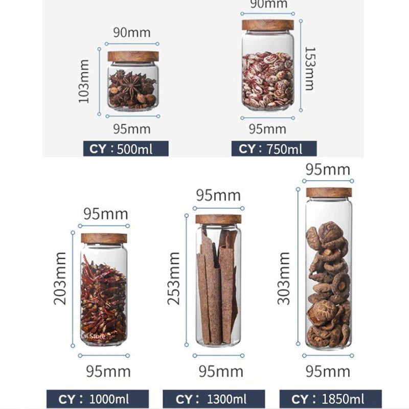 Prepora PureSeal Glass Storage Canister with Wooden Lid – Airtight Kitchen Organization Jar
