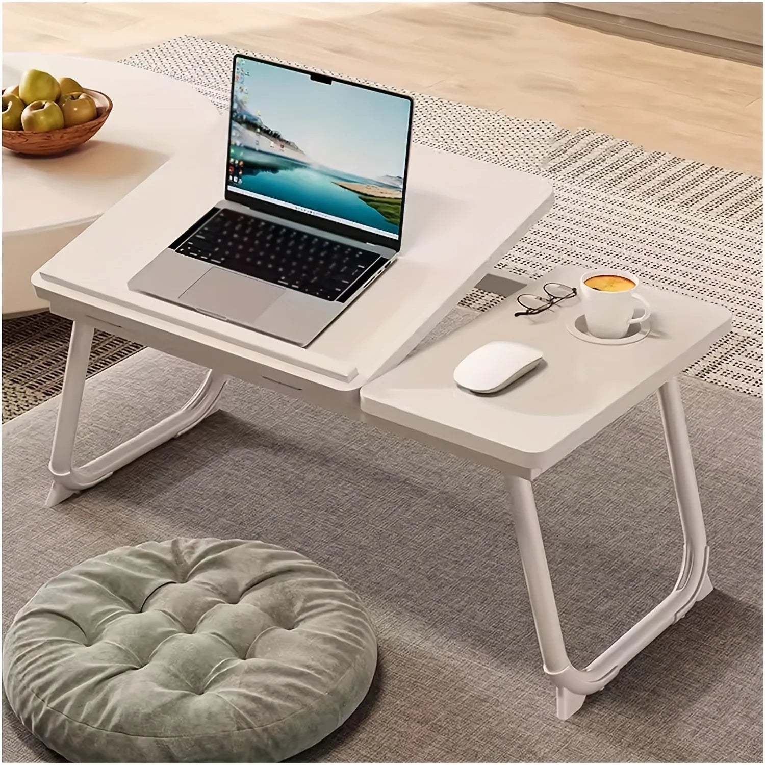 Portable Bed & Sofa Laptop Table – Foldable Breakfast Tray with Cup Holder for Work, Study & Relax
