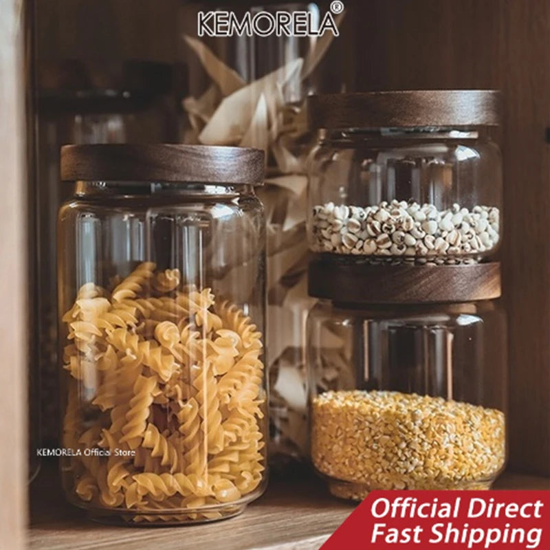 Prepora PureSeal Glass Storage Canister with Wooden Lid – Airtight Kitchen Organization Jar