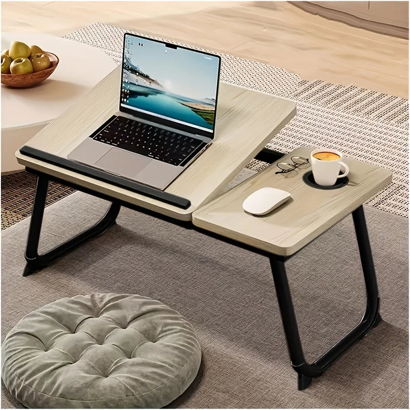 Portable Bed & Sofa Laptop Table – Foldable Breakfast Tray with Cup Holder for Work, Study & Relax