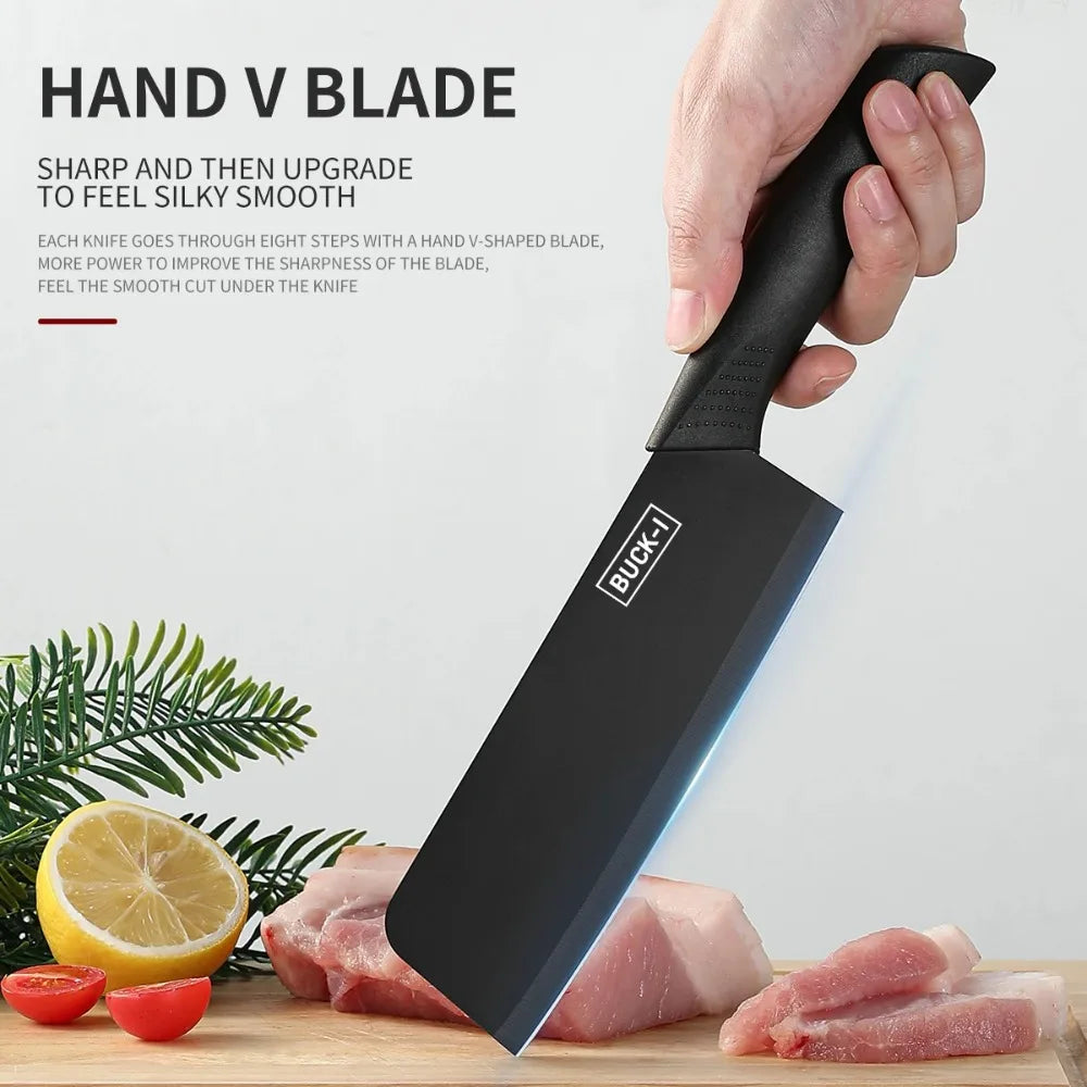 6-Piece Premium Kitchen Knife Set with Holder – High Carbon Stainless Steel Chef Knife Collection
