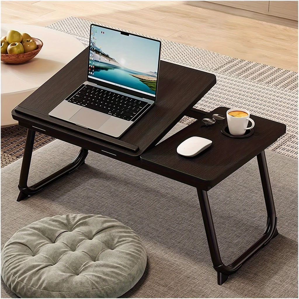 Portable Bed & Sofa Laptop Table – Foldable Breakfast Tray with Cup Holder for Work, Study & Relax